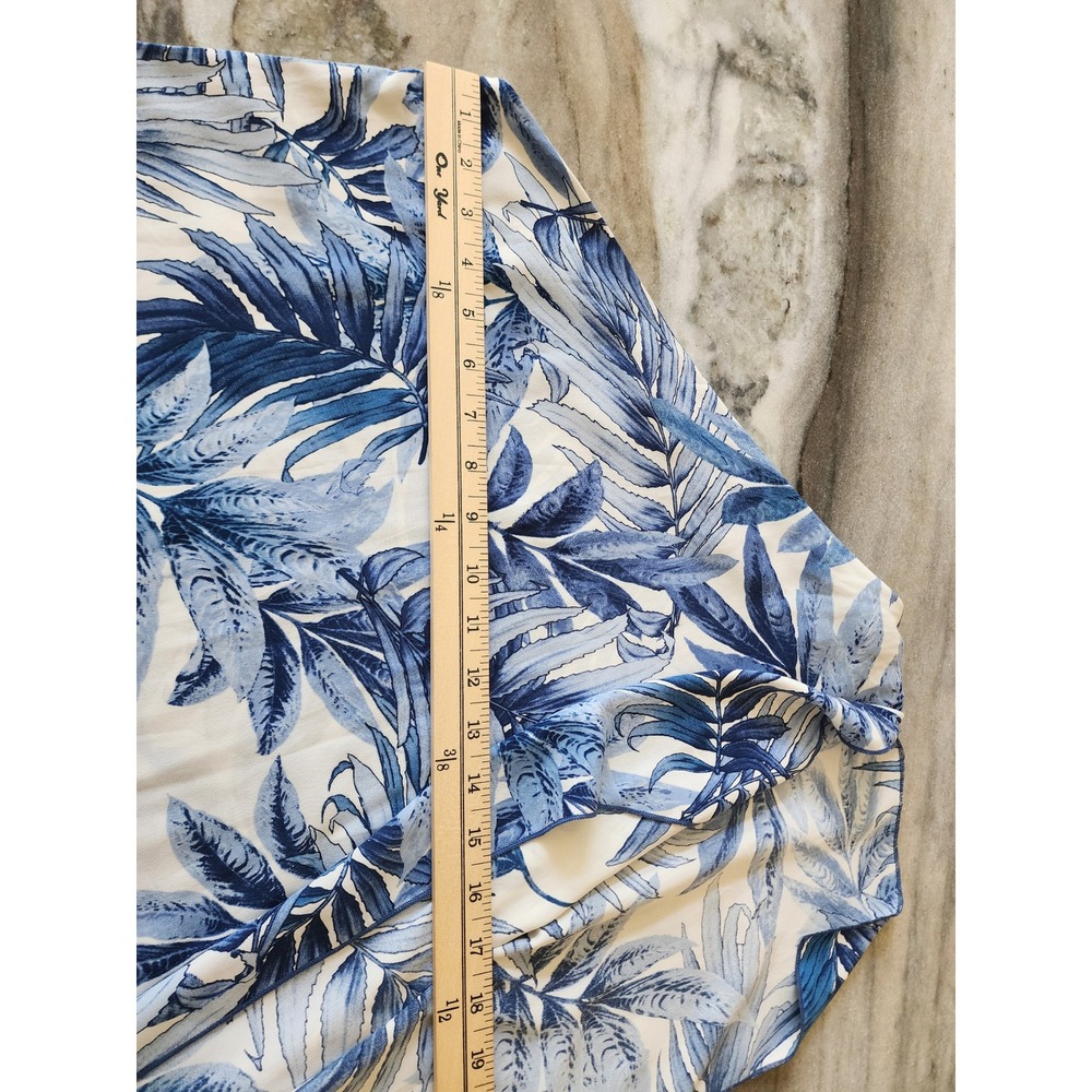 Harper Tyche Blue White Tropical Palm Leaf One Shoulder Maxi Dress Small - Picture 9 of 10